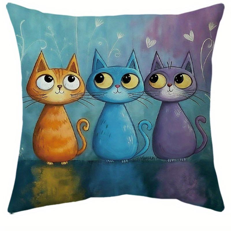 1/4pcs Cute Cartoon Cat Throw Pillow Covers Boho Decorative Cushion Cases for Home Sofa Bedroom Cushion cover