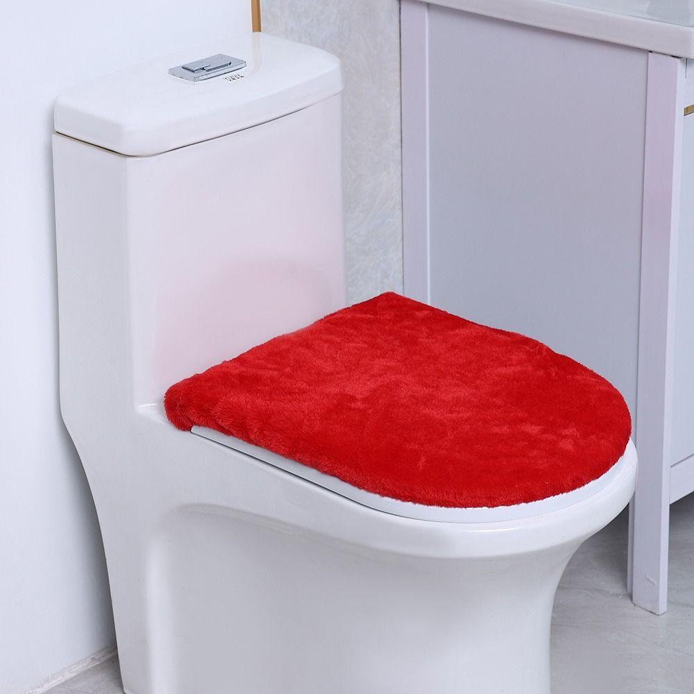 Solid Color Toilet Seat Cover Thickened WC Cover Easy Install Toilet Lid Cover  Bathroom Decorative
