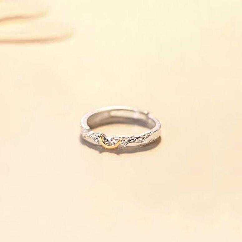 

Кольцо парное Tonghui Солнце и Луна Кольцо Пара новых нишевых дизайнерских чувств подарок на день рождения девушке мужское регулируемое