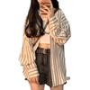 Plus Size Plaid Long Sleeve Cardigan Blouse for Women - Casual Autumn Outerwear, Korean Style.