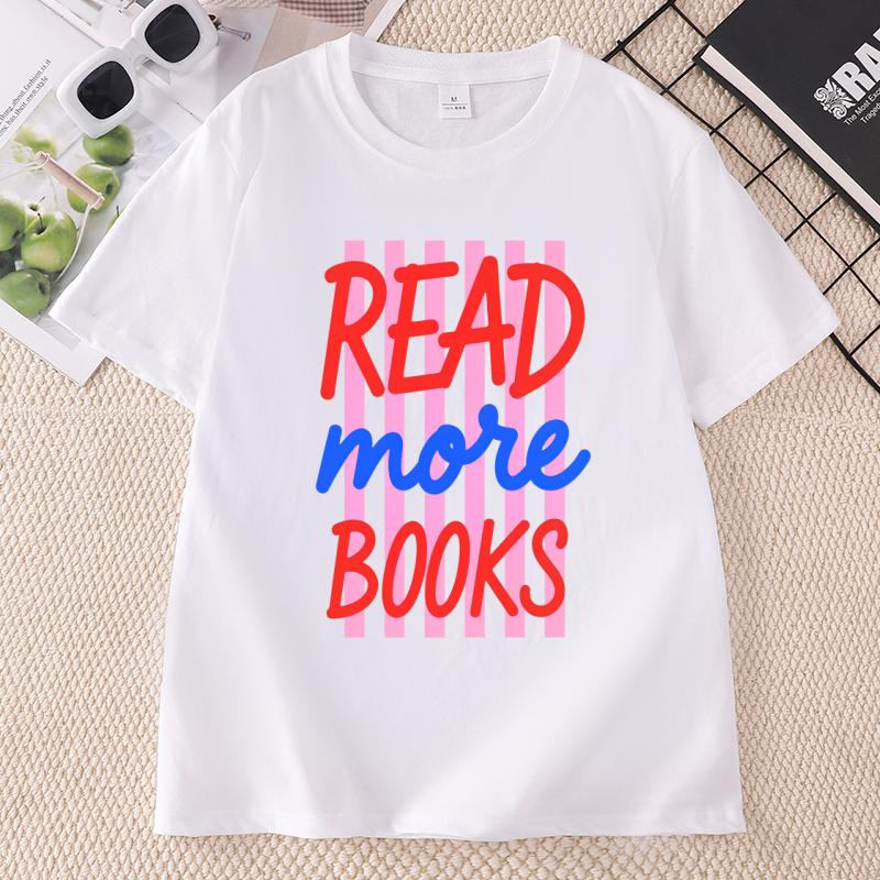 READ More Books Graphic T Shirts Casual Cotton Short Sleeve Printed Tshirts Book Lover Bookworm Tshirts Unisex Clothing