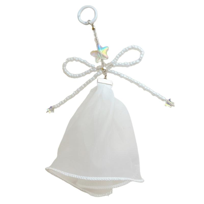 

Charming Tulle Skirt Car Mirror Hangings Lovely Tulle Skirt Hanging Charm with Alloy Hook Unique Pendant for Easy Displa белый