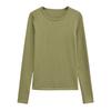 Fashion Style 2024 Autumn New Women's Silm Easiest for Match Round Neck Long Sleeves Finger Hole Bottoming Shirt Tops 1028327025