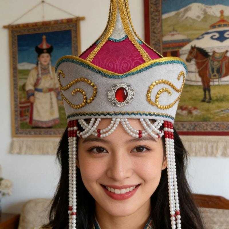 Traditional Mongolian Hat Breathable Fabric Headwear For Stage Shows And Cultural Event Stage Performances Accessory