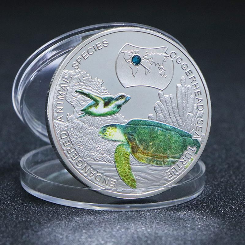 Zambia Tiermünze, Afrika, Gedenkmedaille für gefährdete Tiere, Leopard, versilbert, mit Diamanten besetzt, kreative handgefertigte Münze