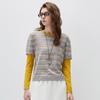 Haut Tricot Kemeng Boka pour Femme Rayé Mélange de Soie Fausse Deux Pièces Manches Longues