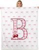 Erosebridal Initial P Letter Bowknot Fleece Blanket Throw Pink Bow Tie Cherry Sherpa Blanket Princess Coquette Decor Fuzzy