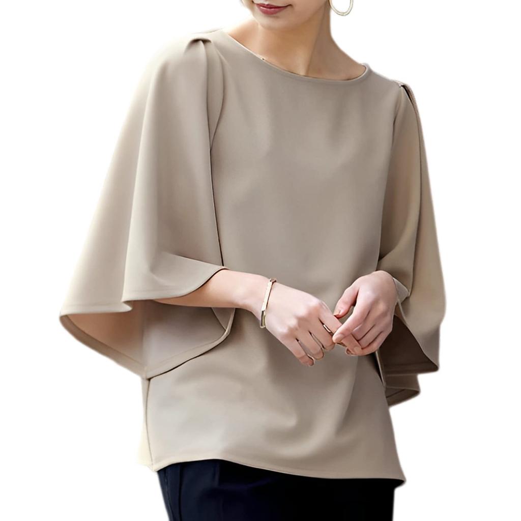 Meme Extra Short Cut and Short Sleeve Loose Round Spring Large Free Size [MEME XTRA] Blouse, Women's Shirt, 3/4 Sleeve, Sleeve, Spring, Summer, Top,