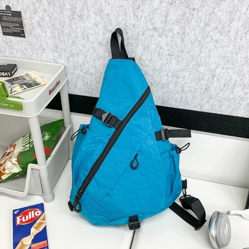 Large Capacity Oxford Cloth Shoulder Bag Solid Color Sports Crossbody Bag Men's Chest Bag  Travel