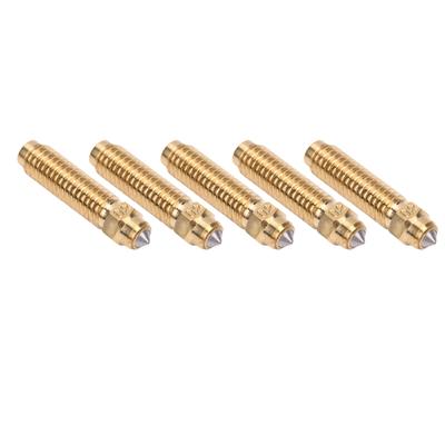Conjunto de 5 Bicos Bimetálicos Adequados para Impressora 3D Carbono Latão Aço Endurecido 0,2mm Alta Vazão Impressão de Alta Velocidade