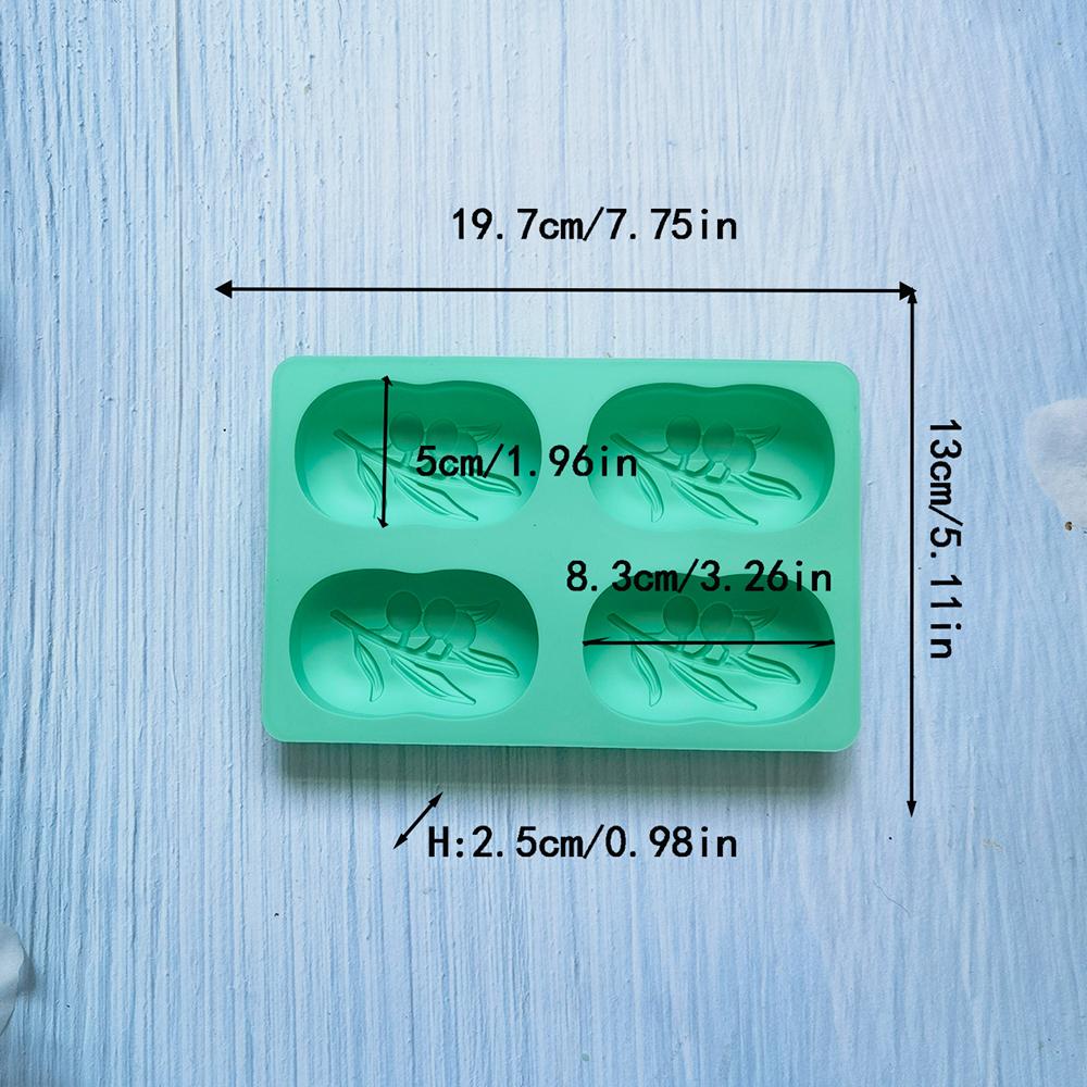 4 Cavities Oval Olive Tree Silicone Soap Mold DIY Soap Making Kits Handmade Cake Candle Mold Gifts Craft Supplies Home Decor