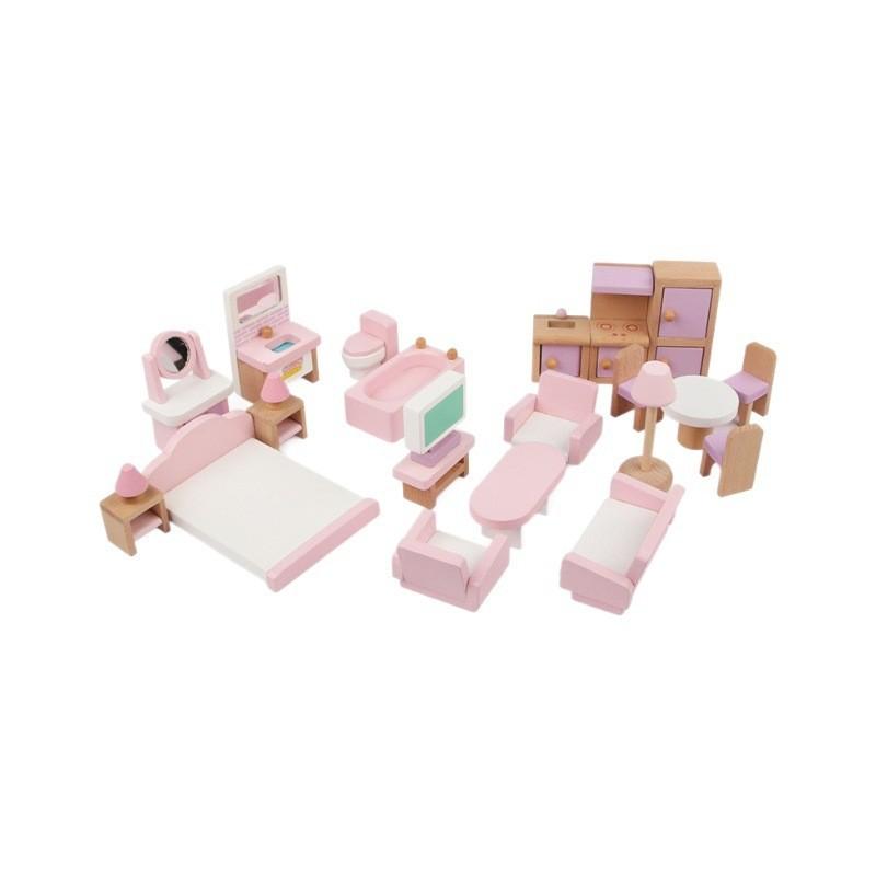 Baby Simulated Wooden Furniture Room Sofa Bed Miniature Mini Dollhouse Prop Model Play House Toys