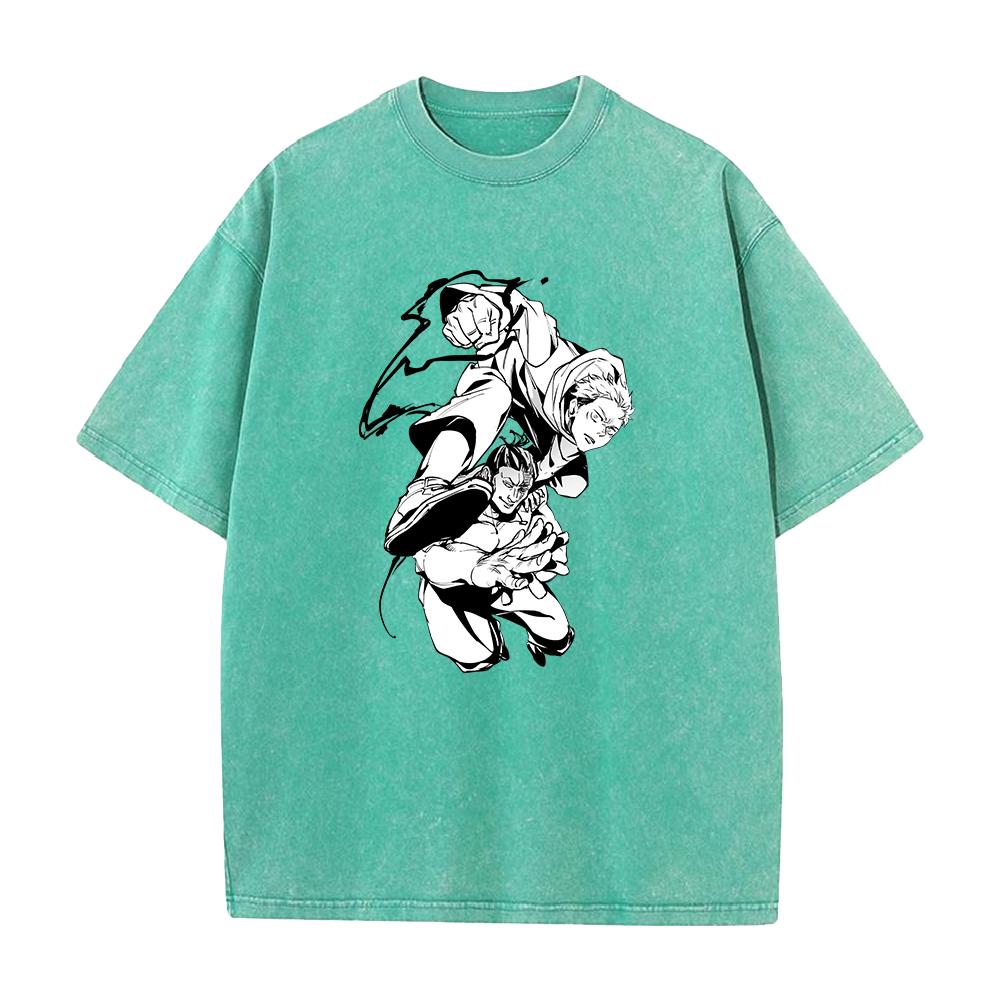 Harajuku Anime Jujutsu Kaisen Ryomen Sukuna Graphic T-shirt Men Vintage Washed Tshirts Manga Cotton Tee Male Oversized T Shirt