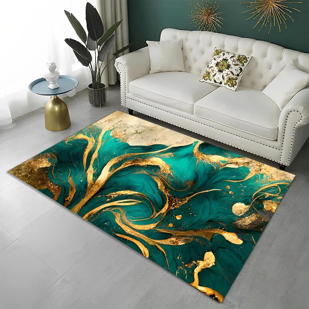 3D Colour Splendid Gold Nordic Marble Carpet Rug for Home Living Room Bedroom Sofa Doormat Decor,kid Area Rug Non-slip Floor Mat