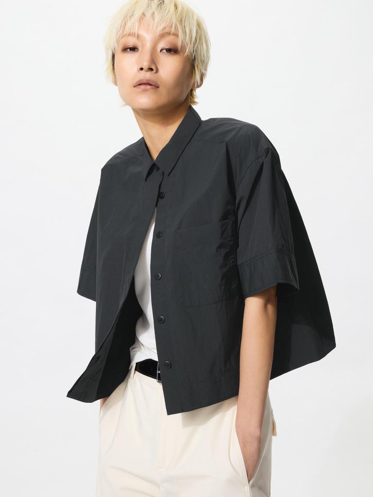 Uniqlo Japan Nylon Boxy Short Shirt 5 Minute Sleeve