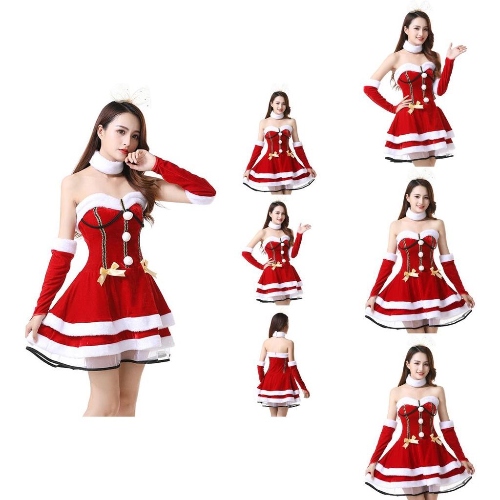Christmas Santa Claus Costume Dress Backless And Strapless
