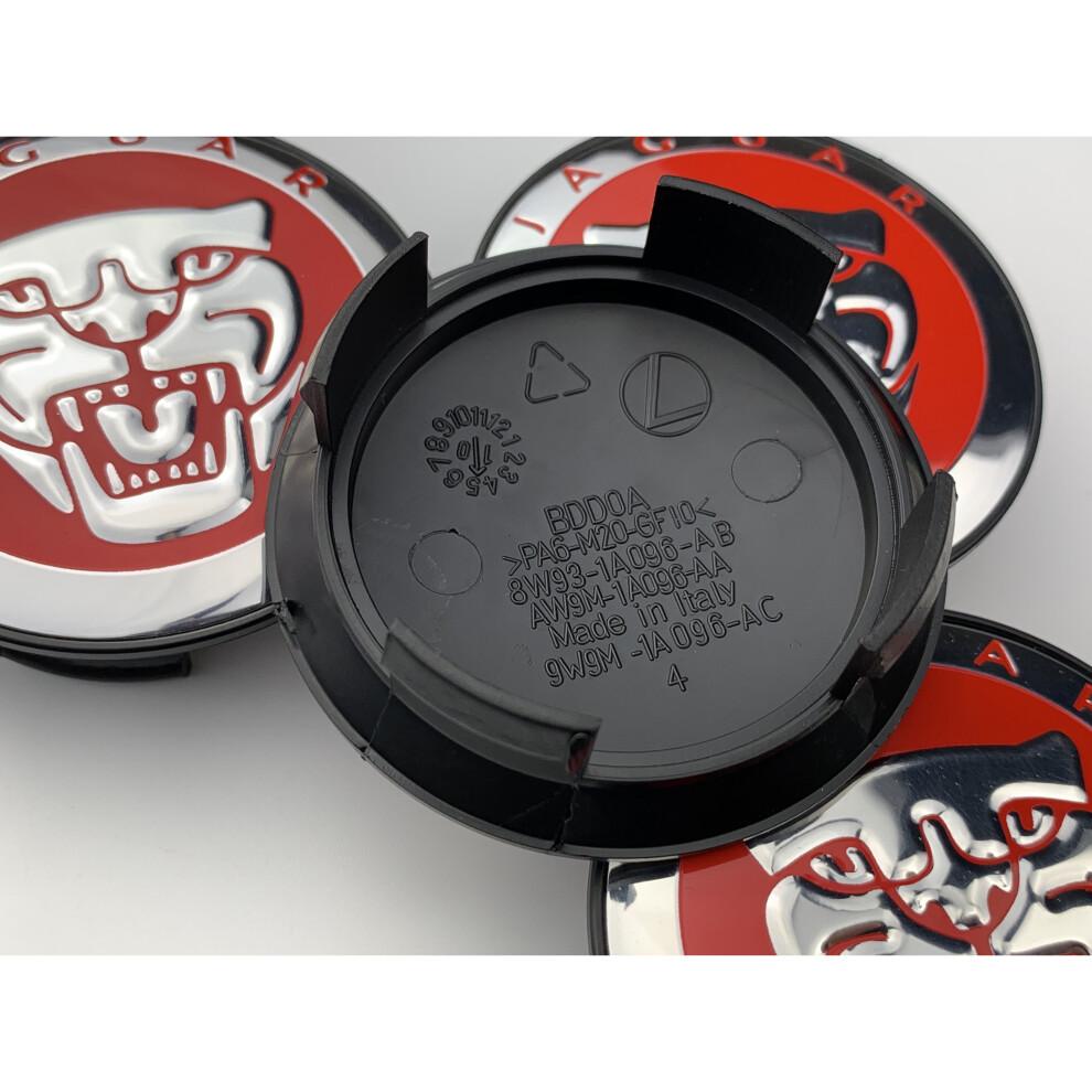 Sada 4 středových krytek hliníkových kol Jaguar 59 mm