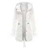 Women’s Trench Coat Cotton Solid Color Hooded Zipper Windproof Long Jacket Drawstring Outdoor Hiking Windcheater Spring Autumn Winter Outwear
