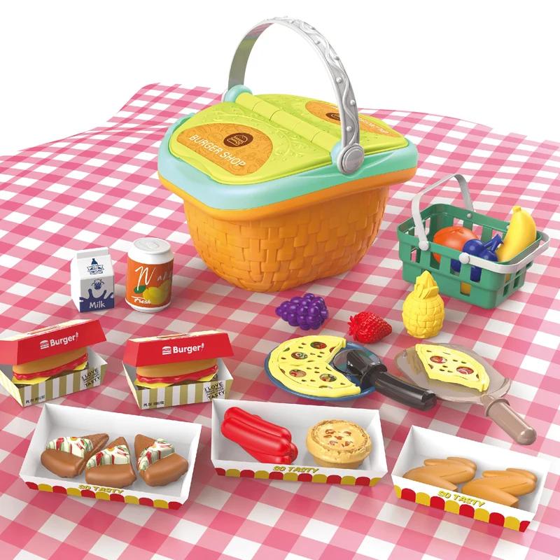Picnic Playset Toy Pretend Play Food Set for Toddlers Kitchen Dentist Dessert Makeup Cooking Outdoor Play Toys for Kids Gift