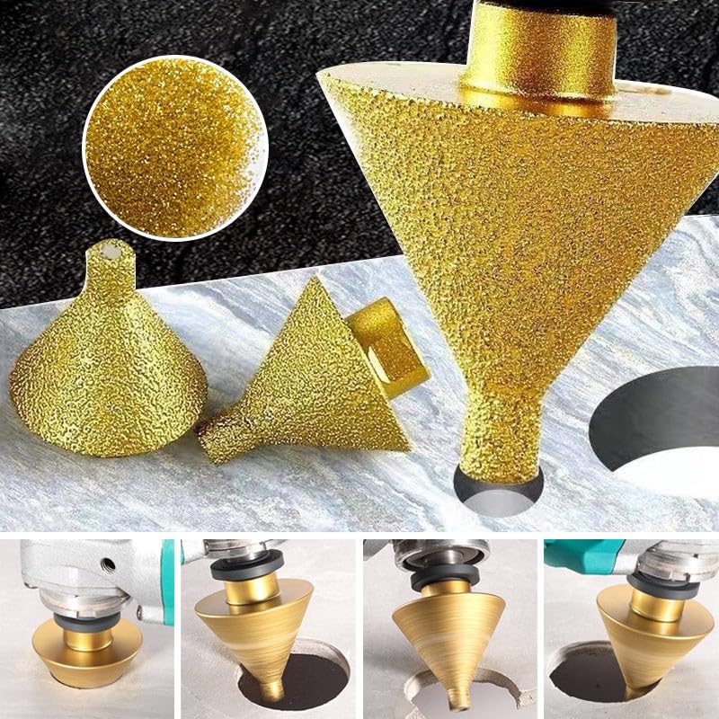 Diamond Cone Tile Bit,Diamond Beveling Chamfer Bit,Countersink Drill Bits for Holes Shaping Trimming Tile Marble Glass Granite