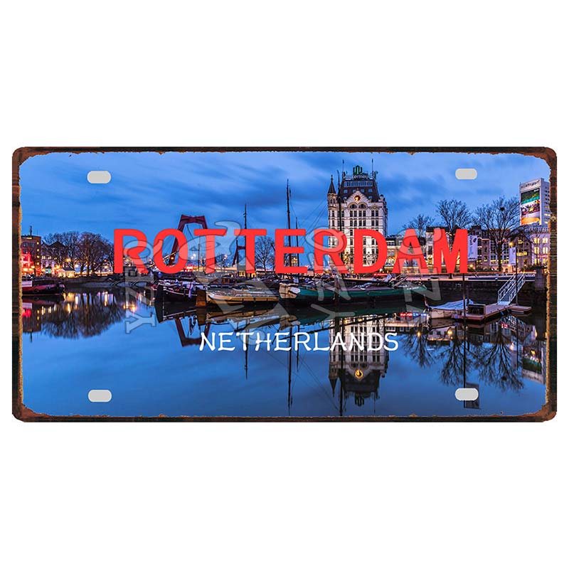 YZFQ30X15CM Bonn Rotterdam Manchester City Retro Tin Metal Sign Travel Souvenir Wall Pub Shop Home Garage  Art Decor  DC-1297B