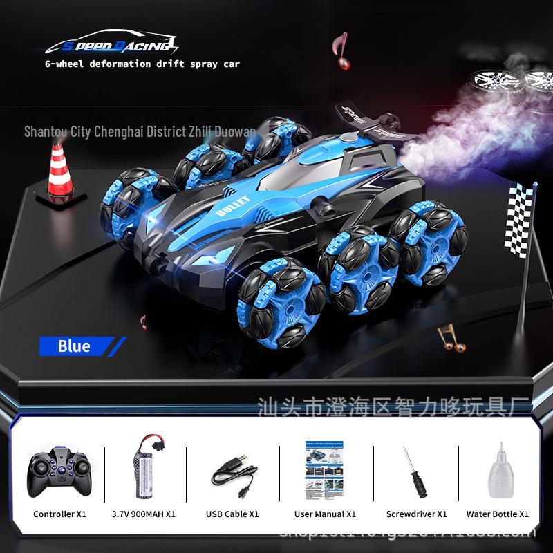 Six-Wheel Drift Stunt Remote Control Car with Music and Spray Effects – 2.4G Off-Road Climbing Vehicle Toy