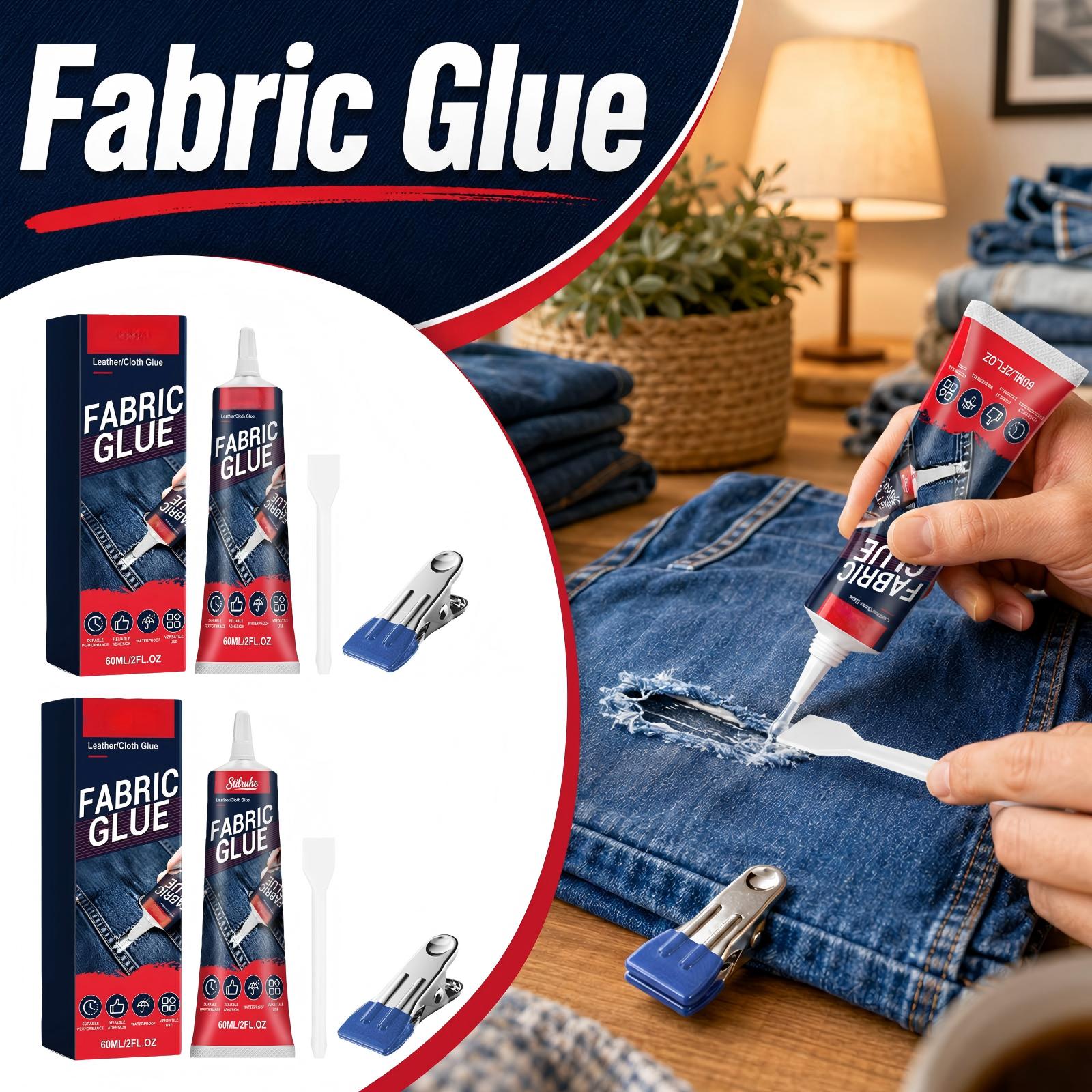 Klej do tkanin 60 ml do naprawy i rękodzieła z tkaniny, skóry, dżinsu. Bezszwowy klej tekstylny do projektów DIY, tapicerki i patchworku One Size black