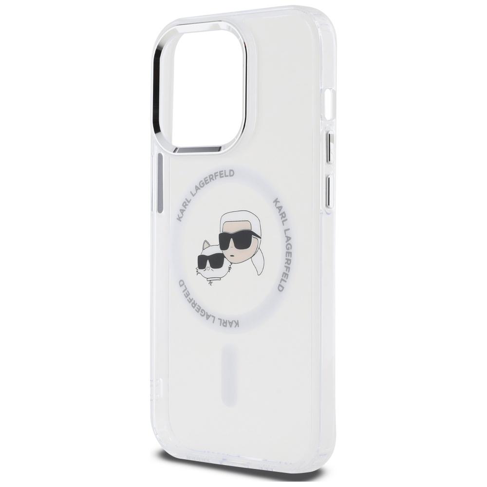 Karl Lagerfeld Klhmp14Lhlskch Iphone14 Pro 6.1 Biały/White Hardcase Iml Metal Karl&Choupette Head Magsafe