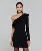 LADY VOLUME Flare One Shoulder Dress_Black