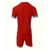 New Summer Men's Minimalist Striped Printed Comfortable and Breathable Round Neck T-shirt Shorts Set for Outdoor Casual Wear