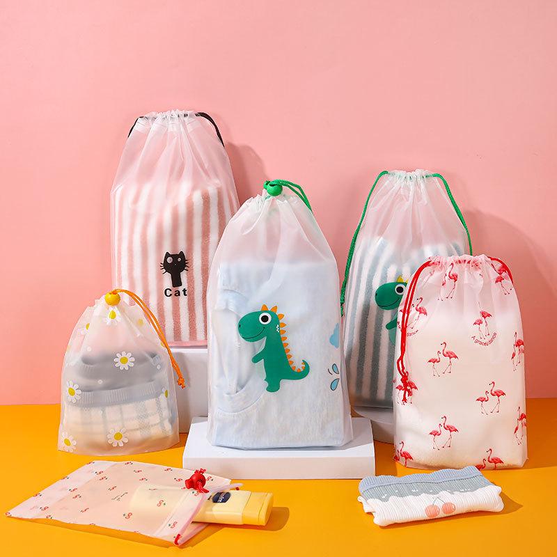 3pcs/set Cartoon Drawstring Storage Bags Travel Shoes Clothes Towel Cosmetic Portable Waterproof Organizer Toiletry String Bags