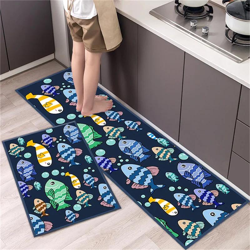 Cartoon Non-slip Soft Kitchen Mat Home Long Strip Kitchens Rug Set Entrance Doormat Washable Hallway Carpet Bath Living Room Rug