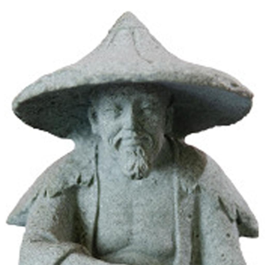 Fisherman Ornament Resin Unique Light Gray Old Man Fishing Statues for Rock Garden Ecological Fish Tank Micro Landscape