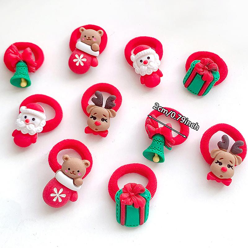 Weihnachts-Haarringe Niedliche Stirnbänder 3D-Design Kopfschmuck Weihnachtsgeschenk Weihnachts-Haarschmuck Hochelastisch 10 Stück/Set