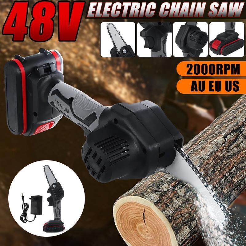 48V 4inches Portable Electric Saw Woodworking Cutting DIY Tool Electric Pruning Saw With 1 Battery Cordless Electric Chain Saw