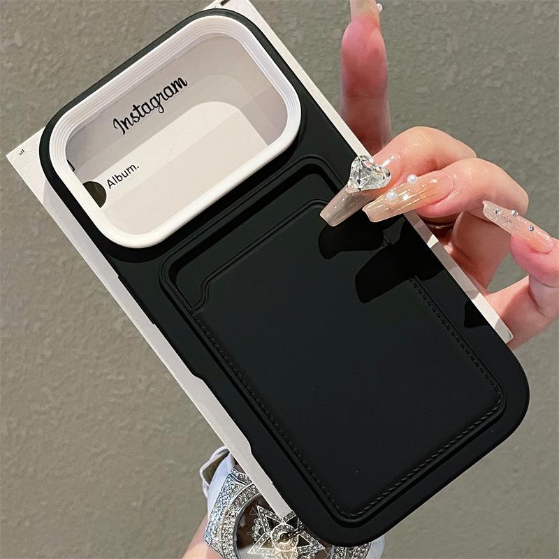 Creative Card Slot iPhone 12-17 Case with Liquid Skin Feel - Cross-Border Design