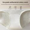 Women's Large Size Spring and Autumn Natural Color Cotton 10A Antibacterial Crotch High Waist Triangle Briefs