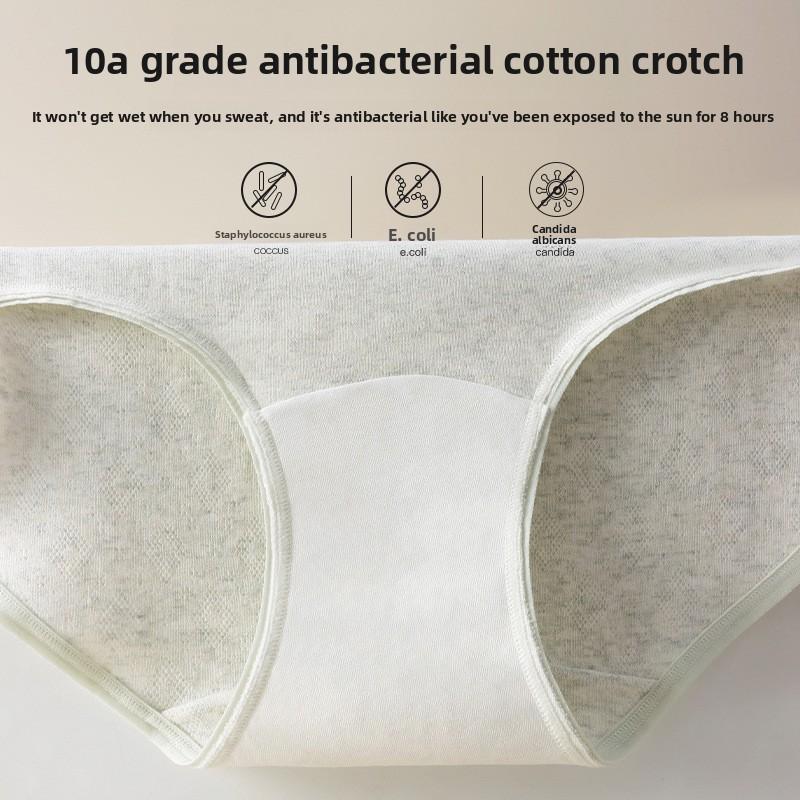 Women's Large Size Spring and Autumn Natural Color Cotton 10A Antibacterial Crotch High Waist Triangle Briefs