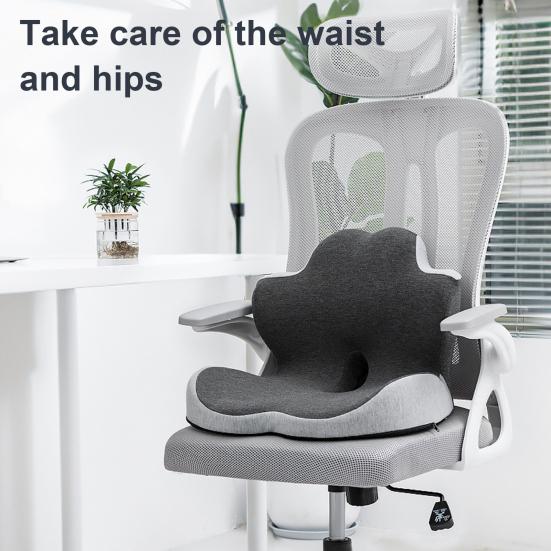 Seat Cushion with Backrest Memory Foam Back And Seat Cushion Pressure Relief Chair Seat Cushion for Office Workers Drivers Long Sitting Hours