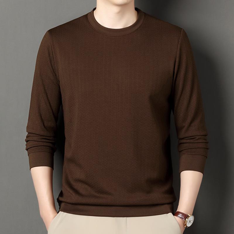 Autumn New Long-sleeved T-shirt Men's Round Neck Bottoming Shirt Solid Color Trendy Brand Korean Style Fashion Versatile Top