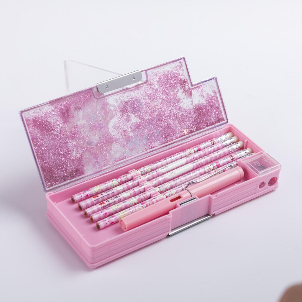 Quicksand Hot Beautiful Stationery Plastic PenBox Cute School Cartoon Pencil Case Multifunctional Design Luxury ForGirls Forkids
