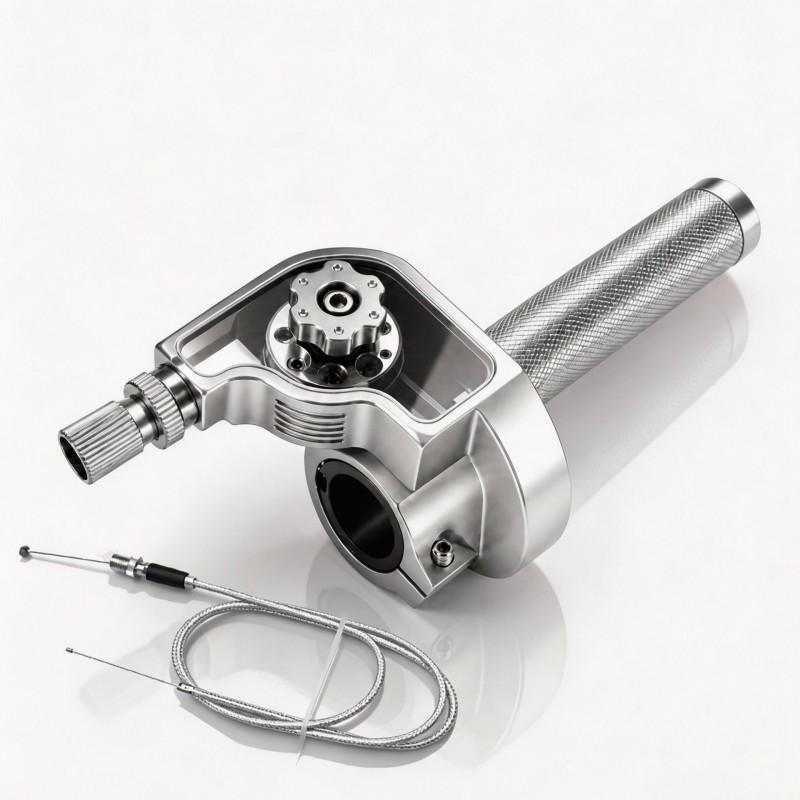 CNC Aluminum Throttle Grip Handle Motorcycle Electric Scooter Upgrade - 179mm Adjustable Twist In 6 Colors Cable