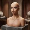Mannequin Head with Shoulders Bald Hairpiece Stand Lifelike-Size