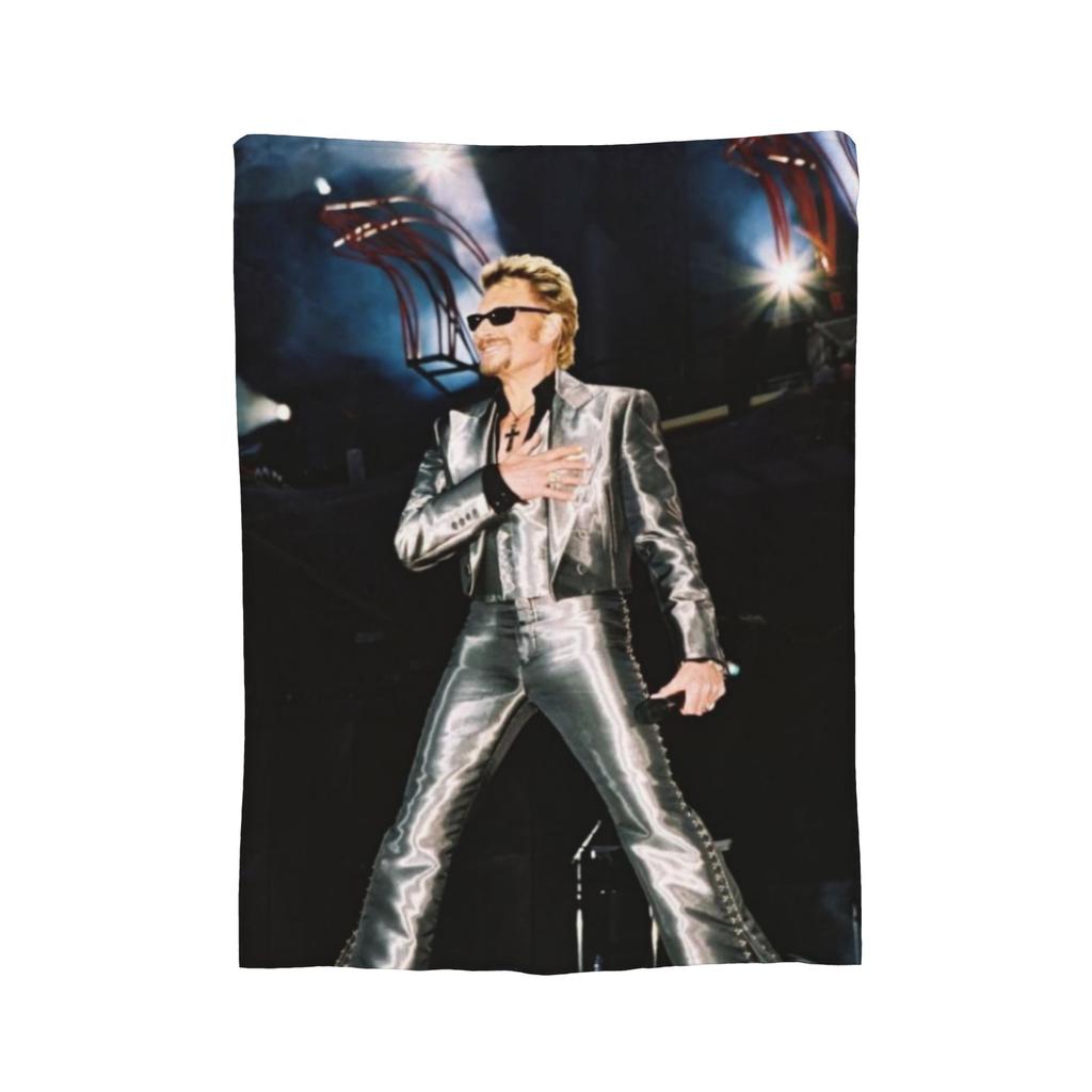 Super Soft Johnny Hallyday Rock legend Throw Fashion Blanket Premium Fleece Flannel Lightweight Bed Fashion Blanket Warm Plush Fashion Blank