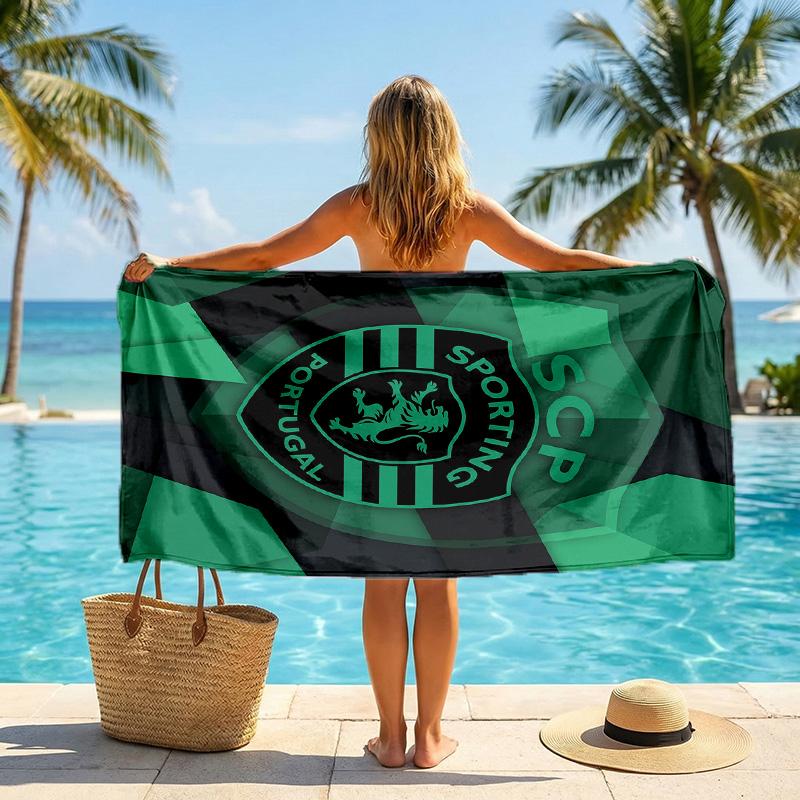 Asciugamano da Spiaggia Sporting CP FC Stampa Asciugatura Rapida Microfibra Assorbente Portatile da Viaggio Asciugamano da Nuoto