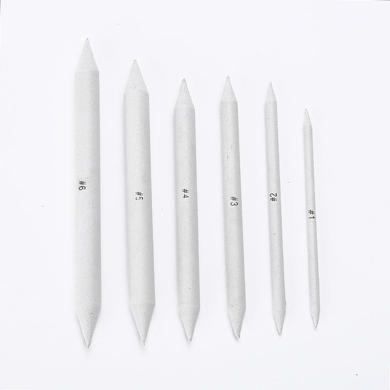 Sketch & Drawing Blending Set: 6-Piece Newsprint Stumps, Correction Pen, Blending Brush, Art Supplies.