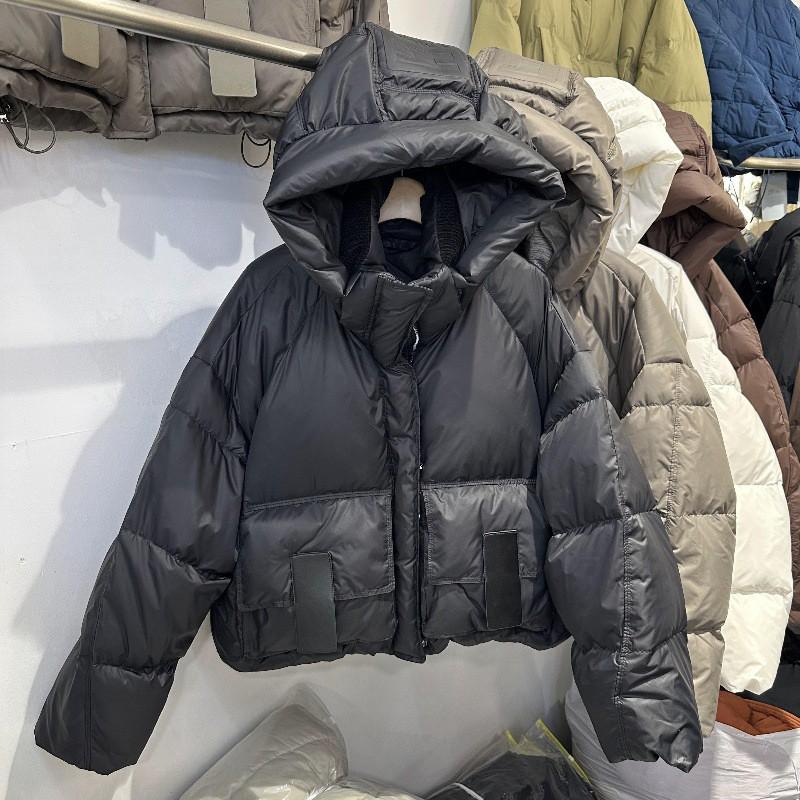 Womens Short Puffer Jacket Winter Warm White Duck Down Coat Slim Fit Stylish Hoodless Parka Cold Weather