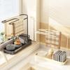 Kitchen Sink   Multifunctional Metal Sponge Soap Brush Storage Rack with Towel Holder