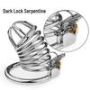 Dark Lock Snake-Shaped Male Chastity Ring – Curved Metal Birdcage for Cross-Dresser Training