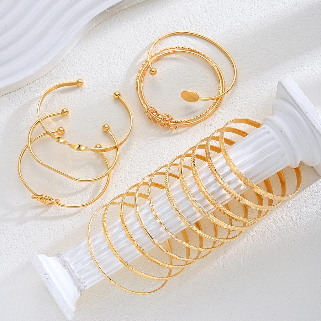15pcs Punk Multilayer Bracelets Set For Women Elegant Delicate Twist Sparkling Adjustable Bangles Bracelets Jewelry Couples Gift